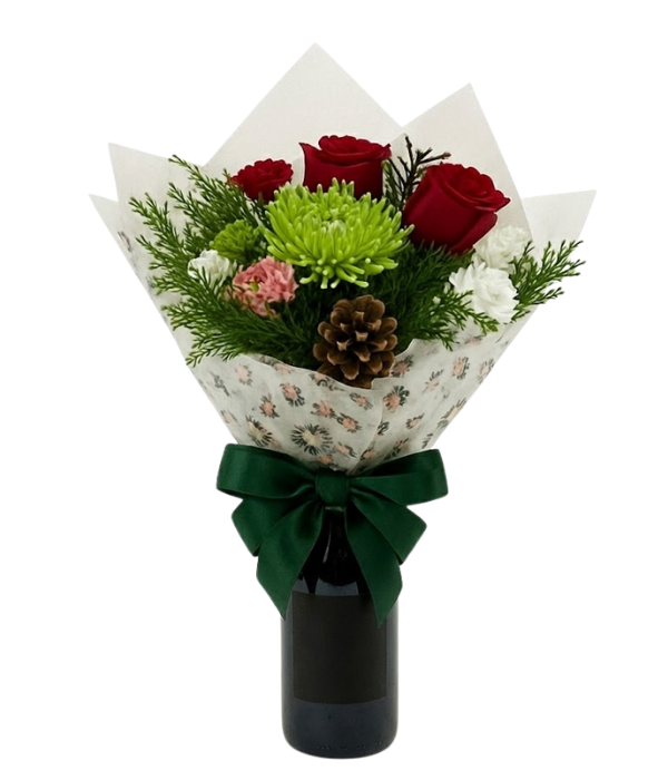 BloominRed bouquet with red roses and green accents
