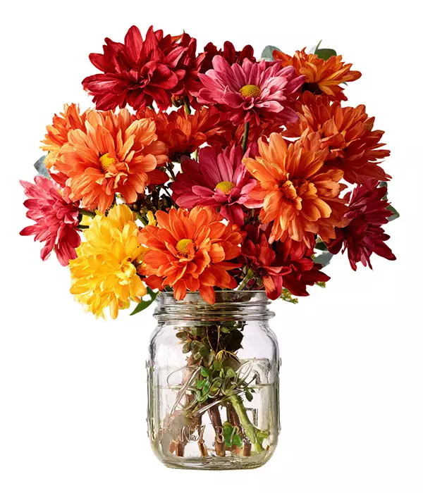 Fall Daisies in a Mason Jar